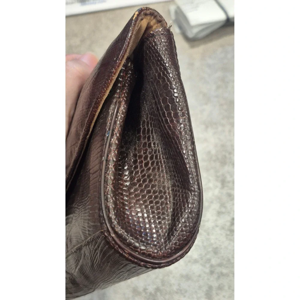 THE SPEAKEASY SIREN Vintage Mid-Century Oxblood Reptile-Texture Envelope Clutch